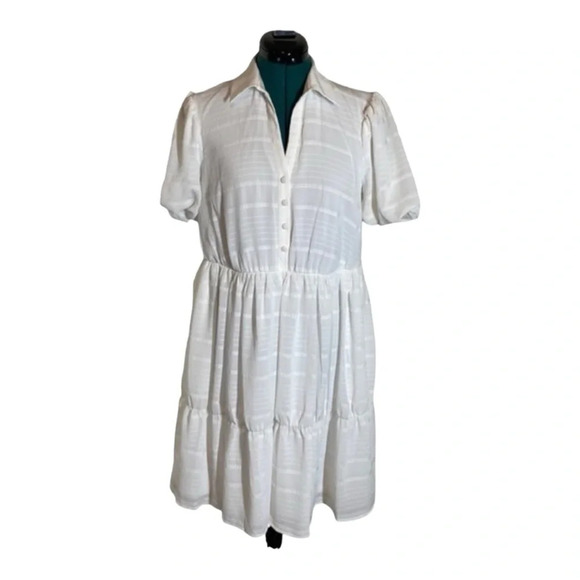 Kenzie White Textured Ruffled Tiered Flowy Dress NWOT - Picture 1 of 7